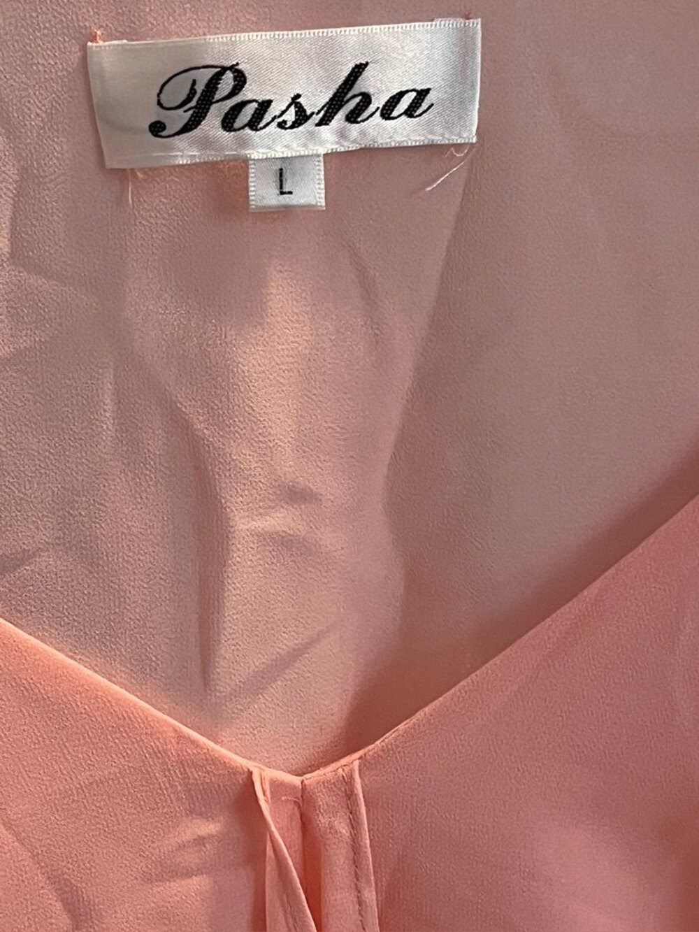 Light weight flowy peach sleeveless blouse with front ruffle - Picture 3 of 3
